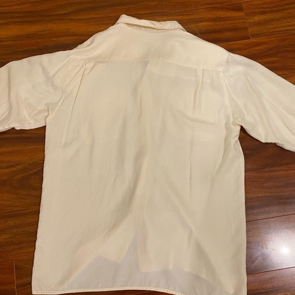 Vintage Bogari Studio Woman’s 100% Silk Cream Button-Up Formal Shirt .Medium - Picture 12 of 12